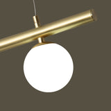 Modern Linear Globe Pendant Light, Minimalist Glass Shade Chandelier for Kitchen Island & Dining Room - Gold & Black