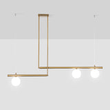 Modern Linear Globe Pendant Light, Minimalist Glass Shade Chandelier for Kitchen Island & Dining Room - Gold & Black
