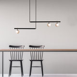 Modern Linear Globe Pendant Light, Minimalist Glass Shade Chandelier for Kitchen Island & Dining Room - Gold & Black