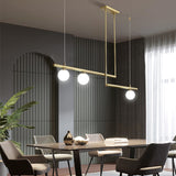 Modern Linear Globe Pendant Light, Minimalist Glass Shade Chandelier for Kitchen Island & Dining Room - Gold & Black