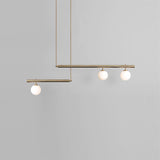 Modern Linear Globe Pendant Light, Minimalist Glass Shade Chandelier for Kitchen Island & Dining Room - Gold & Black
