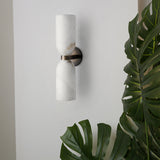 Modern Luxury Alabaster Wall Sconce - Integrated LED Brass Sconce with Natural Marble Stone
