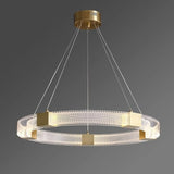 Modern Luxury Parallel LED Chandelier Acrylic Ceiling Light Fixture Gold Pendant Lighting