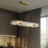 Modern Luxury Parallel LED Chandelier Acrylic Ceiling Light Fixture Gold Pendant Lighting