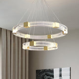 Modern Luxury Parallel LED Chandelier Acrylic Ceiling Light Fixture Gold Pendant Lighting