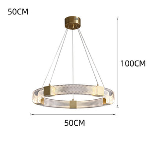 Modern Luxury Parallel LED Chandelier Acrylic Ceiling Light Fixture Gold Pendant Lighting