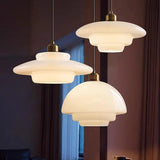 Modern Miller Art Deco Milk Glass Pendant Light