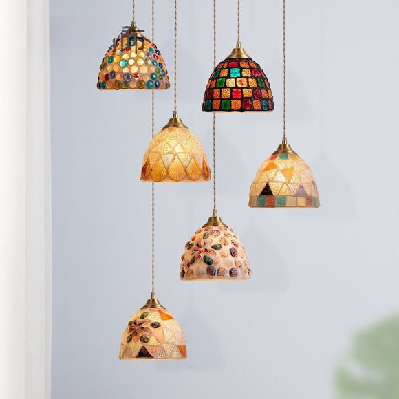 Modern Mini Glass Pendant Light  Island  Ceiling Pendant Light Fixture Stained Glass Hanging Lamp