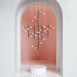 Modern Minimalist 4-Light Pendant Chandelier, Nordic Geometric Line Hanging Light with Frosted Glass Globes, Customizable Linear Chandelier