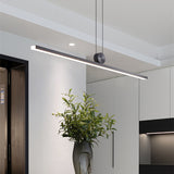 Modern Minimalist Linear LED Pendant Light - Sleek Black Island Hanging Bar Light