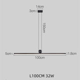 Modern Minimalist Linear LED Pendant Light - Sleek Black Island Hanging Bar Light