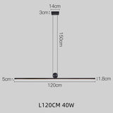 Modern Minimalist Linear LED Pendant Light - Sleek Black Island Hanging Bar Light