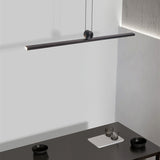 Modern Minimalist Linear LED Pendant Light - Sleek Black Island Hanging Bar Light