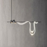 Modern Minimalist Linear Pendant Light – Nordic Creative Wave LED Chandelier with Spotlights, 1.2m-2m Length