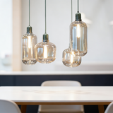 Modern Minimalist Pendant Light - Tinted Glass Shade with Marble/Metallic Socket, Industrial Hanging Lamp