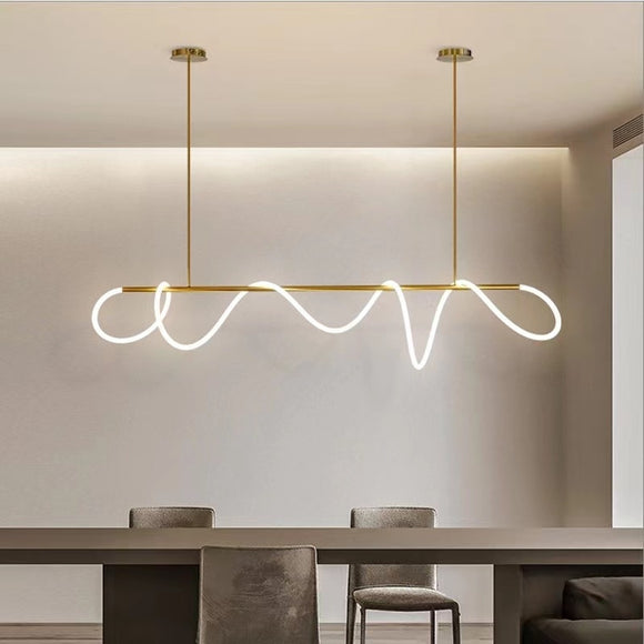 Modern Minimalist Twisted Long Line Chandelier LED | heparts