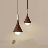 Modern Minimalist Wooden Pendant Light with Gold Accent