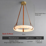 Modern Natural Alabaster Ring Chandelier - Solid Brass LED Pendant Light