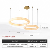 Modern Natural Alabaster Ring Chandelier - Solid Brass LED Pendant Light