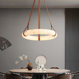 Modern Natural Alabaster Ring Chandelier - Solid Brass LED Pendant Light