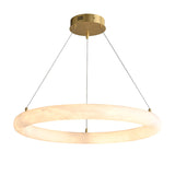 Modern Natural Alabaster Ring Chandelier - Solid Brass LED Pendant Light