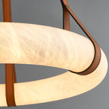 Modern Natural Alabaster Ring Chandelier - Solid Brass LED Pendant Light