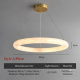 Modern Natural Alabaster Ring Chandelier - Solid Brass LED Pendant Light