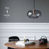 Modern Nordic Tinted Glass Pendant Light – Hand-Blown Oval Hanging Lamp