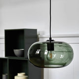 Modern Nordic Tinted Glass Pendant Light – Hand-Blown Oval Hanging Lamp