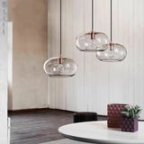 Modern Nordic Tinted Glass Pendant Light – Hand-Blown Oval Hanging Lamp