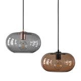 Modern Nordic Tinted Glass Pendant Light – Hand-Blown Oval Hanging Lamp