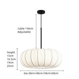 Modern Silk Pumpkin Pendant Light - Mid-Century Japanese Zen Hanging Lamp