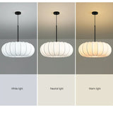 Modern Silk Pumpkin Pendant Light - Mid-Century Japanese Zen Hanging Lamp