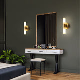 Modern Solid Brass Frosted Glass Cylinder Wall Sconce