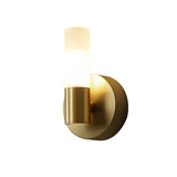 Modern Solid Brass Frosted Glass Cylinder Wall Sconce