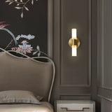 Modern Solid Brass Frosted Glass Cylinder Wall Sconce