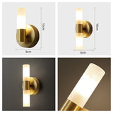 Modern Solid Brass Frosted Glass Cylinder Wall Sconce