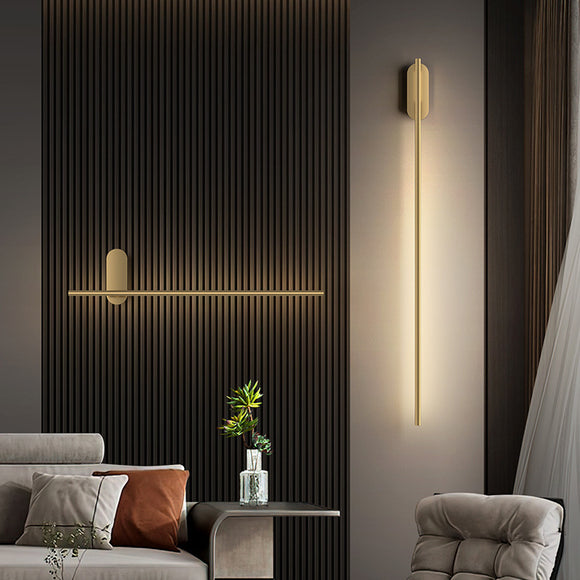 Modern Solid Copper Rotatable LED Wall Sconce - Minimalist Linear Design