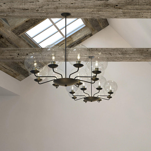 Modern Sputnik Chandelier with Clear Glass Globes  Hanging Pendant Lights for Bedroom Restaurant Dining Table Living Room Hallway