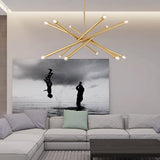 Modern Sputnik Cross-Stick Chandelier - Luxury Solid Brass Pendant Light
