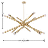 Modern Sputnik Cross-Stick Chandelier - Luxury Solid Brass Pendant Light