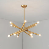 Modern Sputnik Cross-Stick Chandelier - Luxury Solid Brass Pendant Light