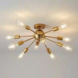 Modern Sputnik Semi-Flush Mount Ceiling Light - 10-Light Industrial Mid-Century Chandelier
