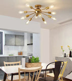 Modern Sputnik Semi-Flush Mount Ceiling Light - 10-Light Industrial Mid-Century Chandelier