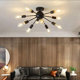 Modern Sputnik Semi-Flush Mount Ceiling Light - 10-Light Industrial Mid-Century Chandelier