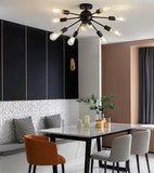 Modern Sputnik Semi-Flush Mount Ceiling Light - 10-Light Industrial Mid-Century Chandelier