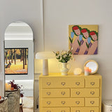 Modern Travertine Stone Table Lamp with Frosted Glass Mushroom Shade - Minimalist Nordic Desk Lamp