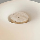 Modern Travertine Stone Table Lamp with Frosted Glass Mushroom Shade - Minimalist Nordic Desk Lamp