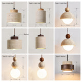 Modern Wabi-Sabi Travertine Pendant Light – Natural Stone & Solid Wood Minimalist Hanging Lamp