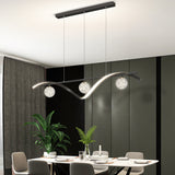Modern Wavy LED Linear Pendant Light with Sparkle Crystal Globes